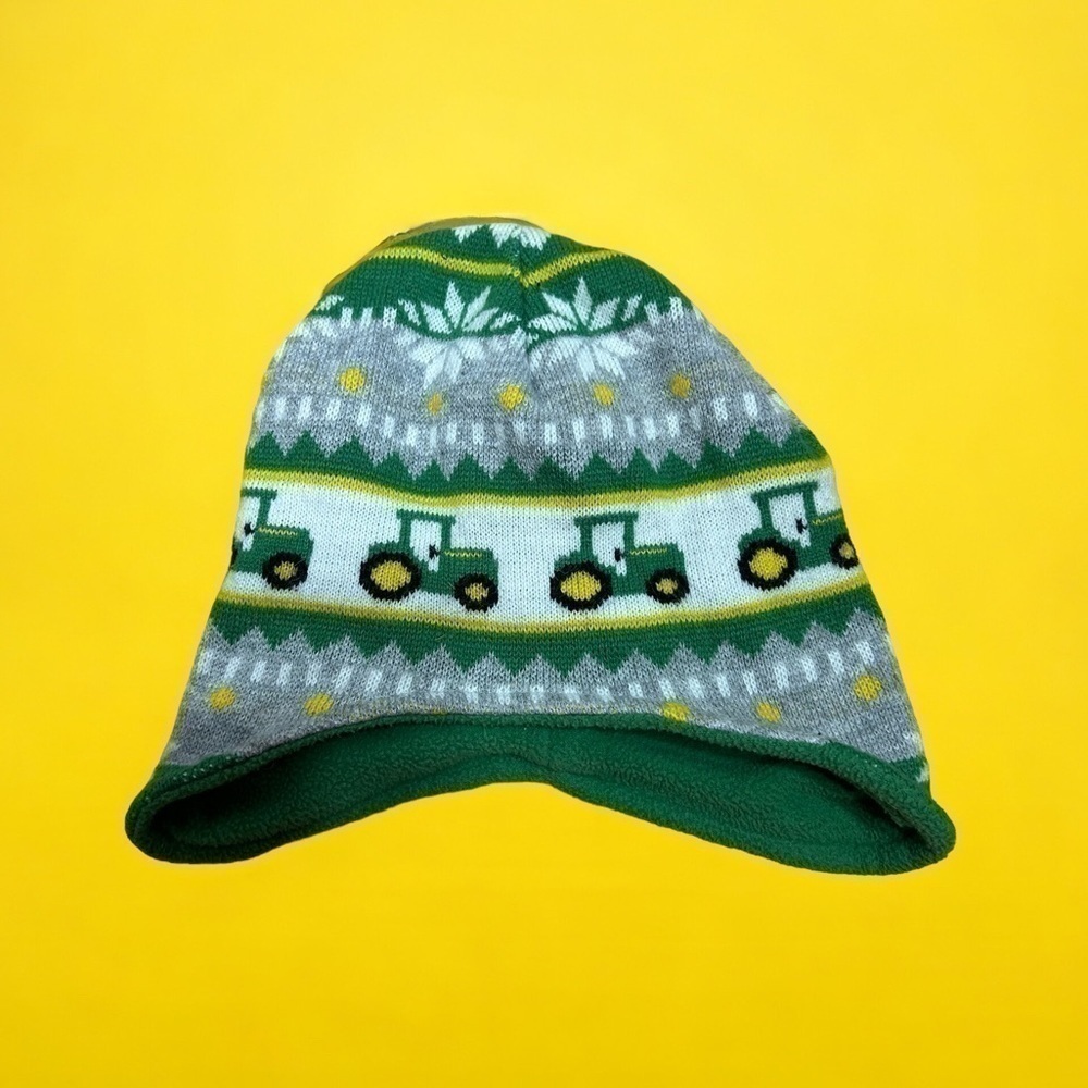 John Deere Knit Hat Winter Baby Tractor Farm Green Yellow